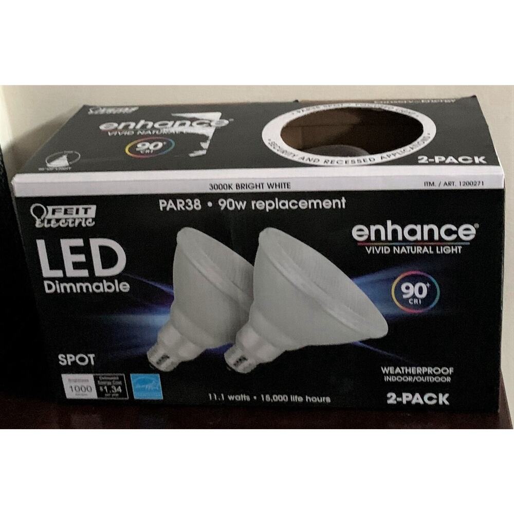 Feit Electric LED Dimmable PAR38 Spot Bright White light bulb pack of 2 - Picture 2 of 2